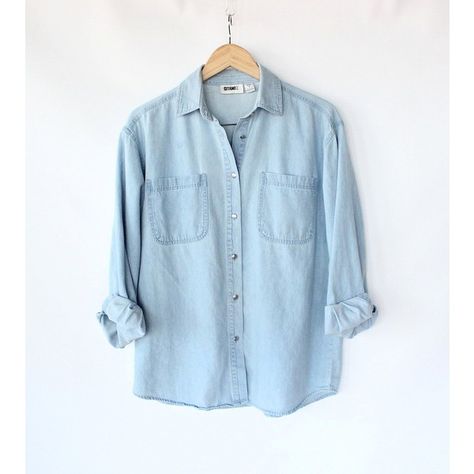 Light Denim Shirt, Jean Button Up Shirt, Blue Shirt With Jeans, Button Up Shirt Womens, Spring Denim, Blue Button Up Shirt, Denim Color, Light Blue Jeans, Jeans Button