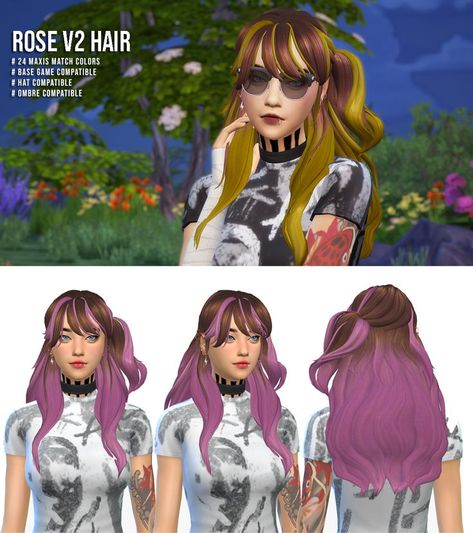 Sims 4 Cc Ombre Hair, Sims 4 Two Colored Hair, Sims 4 Cc Hair Recolor, Sims 4 Cc Split Dye Hair, Sims 4 Dyed Hair Cc, Sims 4 Ombre Hair, Sims 4 Cc Multicolor Hair, Sims 4 Cc Pink And Black Hair, Hair Recolor Sims 4