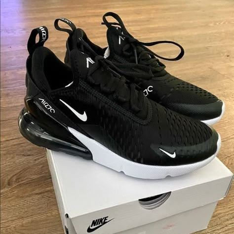 Black Shoes Women Sneakers Nike, Nike Black Tennis Sneakers, Sporty Black Non-slip Jordan Shoes, Black Non-slip Jordan Shoes For Sports, Nike 270, Black Nike Air Max For Sports, Breathable, Tenis Nike, Pink Lifestyle, Cute Nike Outfits