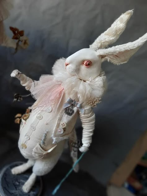 Alice's Adventures In Wonderland, Ooak Art Doll, Adventures In Wonderland, White Rabbit, A Stand, Estonia, Rabbits, Alice In Wonderland, Acrylic Paint