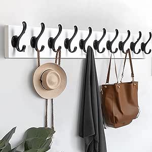 Tatub White Coat Rack Wall Mount, 38.6" Long Coat Hooks for Wall, Entryway Coat Rack with 10 Hooks, Farmhouse Coat Hanger Wall Mount, Heavy Duty Wall Coat Hooks for Hanging Coat, Hat, Bag, Jacket Coat Hanger Wall, Wall Coat Hooks, White Coat Rack, Coat Rack Wall Mount, Wall Entryway, Coat Hooks On Wall, Entryway Coat Rack, Board And Batten Wall, Hanger Wall