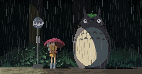 Studio Ghibli Pixel Art |  My Neighbor Totoro Ghibli Pixel Gif, Studio Ghibli Pixel Art Wallpaper, Naruto Gif Wallpaper Pc, My Neighbor Totoro Gif, Lofi Aesthetic Header, My Neighbor Totoro Pixel Art, 8 Bit Gif Pixel Art, Cute Pixel Art Wallpaper, Pixel Banner Gif