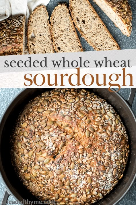 Multi Seed Sourdough Bread, Sourdough Seed Bread Recipe, Sourdough Seeded Bread, Whole Wheat Sour Dough Bread Recipe, Sourdough Bread Whole Wheat, Sourdough Bread With Seeds, Seeded Sourdough Bread Recipe, Seedy Sourdough Bread, Sourdough Seed Bread