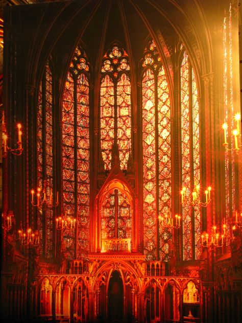 Orange Stained Glass Window, Light Cleric Aesthetic, Orange Castle, Stained Glass Aesthetic, Castle Window, Glass Chapel, Stained Glass Windows Church, Stained Glass Church, Orange Aesthetic