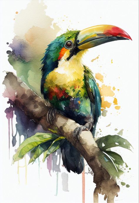 Andrew Simoson | WATERCOLOR | Keel-Billed Toucan Contemporary Wildlife Art, Bird Watercolor Paintings, Loose Watercolor, Wildlife Paintings, Watercolor Art Lessons, Indian Art Paintings, Paintings I Love, Bird Pictures, Mural Wall Art