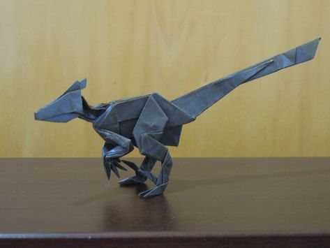 11 Ferocious Origami Dinosaurs | OrigamiUniversity.com Origami Velociraptor, Diy Crafts Butterfly, Dinosaur Origami, Fun Origami, Paper Dinosaur, Origami Artist, Aluminum Can Crafts, Crafts Origami, Origami Dragon