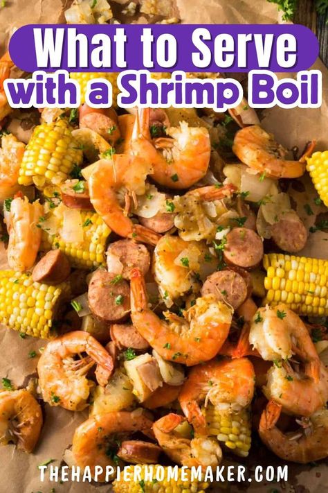 From classic corn on the cob to zesty coleslaw and savory hush puppies, these flavorful accompaniments will take your shrimp boil to the next level. Explore our delicious side dish ideas for shrimp boil and get ready to impress your guests! Ideas For Shrimp, Shrimp And Sausage Boil, Shrimp Dips, Sausage Boil, Shrimp Bread, Shrimp Side Dish, Shrimp Boil Party, Corn And Potatoes, Shrimp Pizza