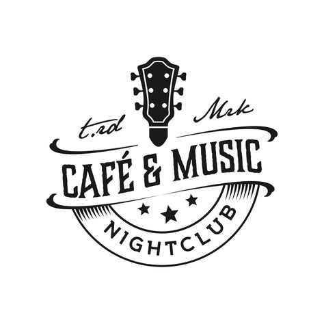 Download the Guitar Music Western Vintage Retro Bar Cafe Logo Design 10629944 royalty-free Vector from Vecteezy for your project and explore over a million other vectors, icons and clipart graphics! Cafe Music, Retro Logo Print T-shirt For Concert, Music Club Logo, Music Label Logo, Music Cafe Logo, Club Logo, Music Band Logo Design Ideas, Rock Music Logo Design, Guitar Shop Logo