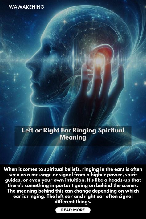 When it comes to spiritual beliefs, ringing in the ears is often seen as a message or signal from a higher power, spirit guides, or even your own intuition. It’s like a heads-up that there’s something important going on behind the scenes.

The meaning behind this can change depending on which ear is ringing. The left ear and right ear often signal different things. Ringing In The Right Ear Spiritual, Ringing In The Ears Spiritual Meaning, Loud Ringing In Right Ear Spiritual, Low Ringing In Left Ear Spiritual, Ringing Right Ear Spiritual, Right Ear Itching Spiritual Meaning, High Pitch Ringing Left Ear Spiritual, Ringing In Ears Spiritual, Left Ear Ringing Spiritual Meaning