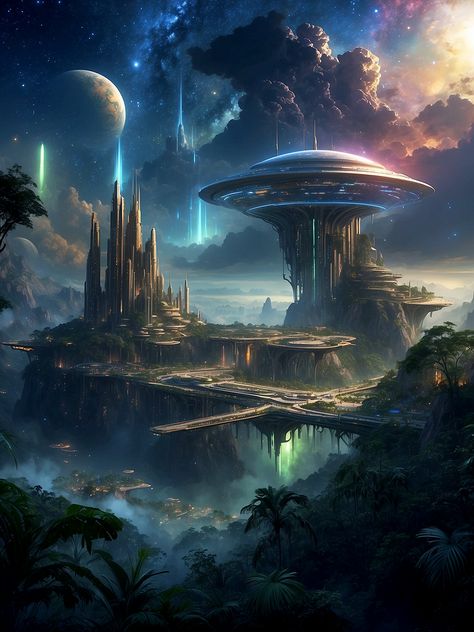 Fairytale Kingdom, Uncanny Art, Ville Cyberpunk, Sci Fi Architecture, Sci Fi Landscape, Futuristic Cities, Fantasy Cities, Quantum Computing, Quantum Entanglement