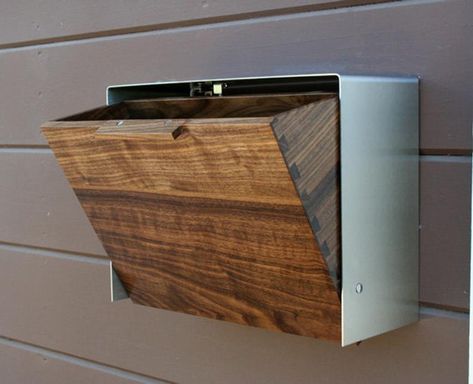 Modern Mailbox Large Walnut Mailbox Wall Mounted mailbox | Etsy Stainless Steel Mailbox, Mailbox Wall, Large Mailbox, Mailbox Landscaping, Steel Mailbox, Modern Mailbox, Wall Mount Mailbox, Mounted Mailbox, Letter Box