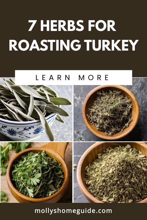 Discover the perfect roast turkey recipe this Thanksgiving with our flavorful Herb Roasted Turkey. Our mouthwatering combination of herbs for roasting turkey, like rosemary, sage, and thyme, paired with zesty lemon and a rich herb butter create a juicy and moist centerpiece for your holiday feast. Elevate your Thanksgiving dinner with our easy-to-follow steps to prepare the most delicious Lemon Herb Roast Turkey that will surely impress your guests. Herbs For Turkey Cavity, Herbs For Turkey Recipes For, Turkey Herbs Recipes, Herbs For Turkey, Herb Butter For Turkey, Turkey Herbs, Roasting Turkey, Perfect Roast Turkey, Herb Roasted Turkey