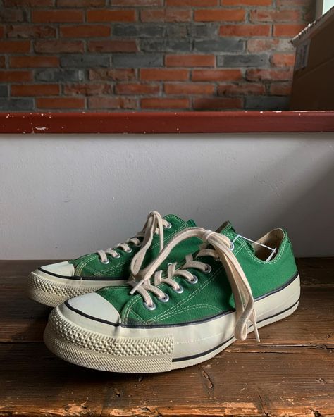 70s CHUCK TAYLOR Green Size 9 1/2 Good condition‼️ #jamclothing #vintageclothing #vintage #vintagesneaker #古着 #ビンテージ | Instagram Converse Vintage, Vintage Converse, Vintage Sneakers, December 7, Chuck Taylor, Chuck Taylors, Vintage Outfits, Converse, Green