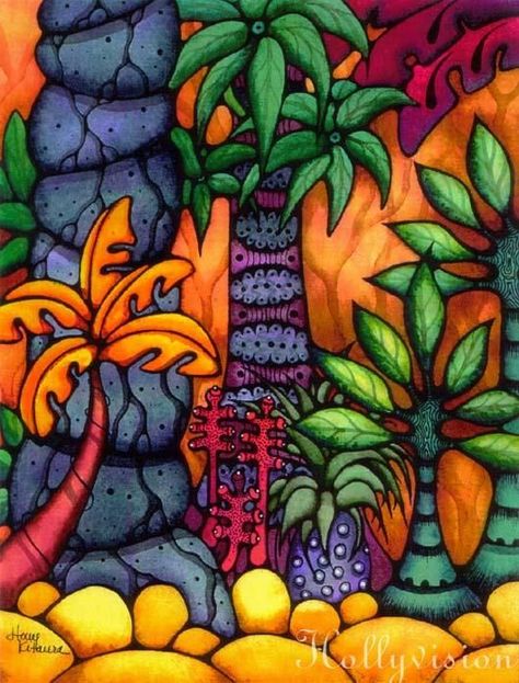 whimsical art | abstract flowers by Whimsical Hawaiian Art by ... Color My World, Whimsical Art Paintings, Basketball Logo, Hawaiian Art, Surf Art, Fun Art, Projects Ideas, Art Google, Whimsical Art