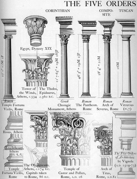 Greek and Roman Types of Columns⚜️🕯 :: Behance Imperiul Roman, History Of Architecture, Architecture Antique, Istoria Artei, Roman Columns, Ancient Greek Architecture, Roman Architecture, Architecture History, European Architecture