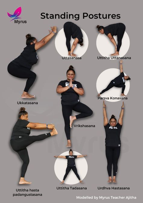 #myrusyoga #yoga Standing Yoga Sequence, Standing Yoga Poses, Standing Yoga, Poses Yoga, Yoga Program, Daily Yoga Workout, Yoga Sequence, Yoga Workouts, Easy Yoga Workouts