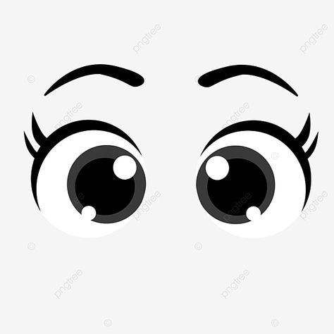 Looking Eyes Clipart, Cartoon Eyes With Eyelashes, Eyes Clipart Black And White, Cartoon Eyes Cute, Eyes Black Background, Cartoon Eyebrows, Big Eyes Cartoon, Eyes Drawing Cartoon, Eye Clipart