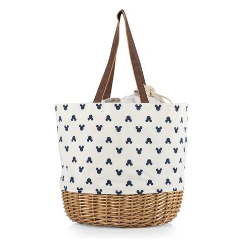 Weekend Beach Trip, Mickey Mouse Silhouette, Mouse Silhouette, Mickey Silhouette, Willow Basket, Mouse Icon, Picnic Tote, Canvas Beach Bag, Wicker Picnic Basket