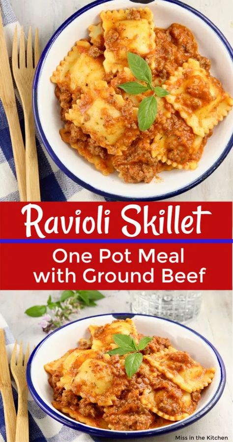 Easy Ground Beef Stew, Frozen Ravioli Recipes, Beef Ravioli Recipe, Meat Ravioli, Ravioli Sauce, Beef Tomato, Beef Sauce, Easy Ground Beef, Ravioli Recipe