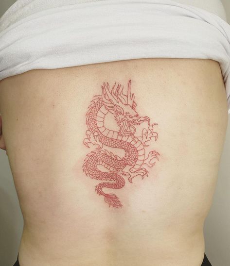 Small Chinese Dragon Tattoo, Chinese Dragon Tattoo, Red Chinese Dragon, Dragon Tattoo Back, Small Tattoos Ideas, Chinese Dragons, Chinese Dragon Tattoos, Dragon Tattoos, Chinese Dragon