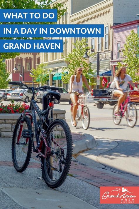 Want to visit Grand Haven but only have a day? We've got you covered! Check out our new blog post "What To Do In A Day In Downtown Grand Haven" on our website. Grand Haven Michigan Things To Do, Michigan Travel Destinations, Grand Haven Michigan, Downtown Shopping, Saugatuck Michigan, Michigan Girl, Michigan Road Trip, Relaxing Beach, Michigan Vacations