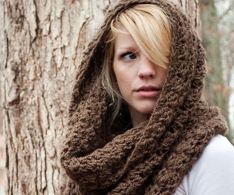 Patterns For Chunky Yarn, Chunky Cowls, Hooded Cowl, Crochet Cowl Pattern, Scarf Yarn, Chunky Scarves, Woodland Forest, Cowl Pattern, Cowl Scarf