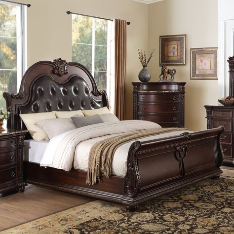 Tufted Sleigh Bed, California King Sleigh Bed, King Sleigh Bed, Queen Sleigh Bed, Upholstered Sleigh Bed, Sleigh Bedroom Set, Arched Headboard, Leather Headboard, Sleigh Bed