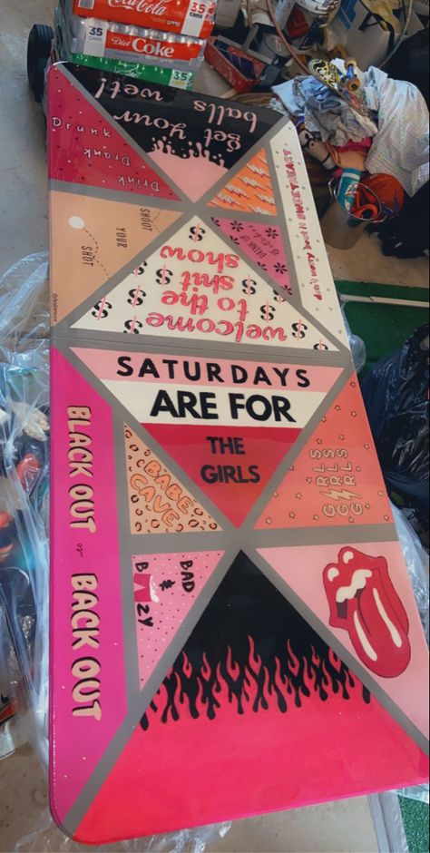 Sorority Pong Table, Pink Pong Table Painted, Beer Pong Table Painted Pink, Pong Table Layout, Girl Beer Pong Table, Western Beer Pong Table, Pink Pong Table, Girl Pong Table, Beer Pong Table Painted Ideas Boys