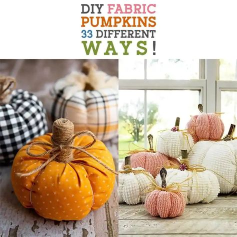 DIY Fabric Pumpkins 33 Different Ways! - The Cottage Market Easy Fabric Pumpkins Diy Free Pattern, How To Make A Cloth Pumpkin, Mini Fabric Pumpkins Diy, Diy Pumpkins Fabric, Making Pumpkins Out Of Fabric, No Sew Pumpkins Diy, How To Make Cloth Pumpkins, Embroidery Hoop Pumpkins, Rag Pumpkin Diy