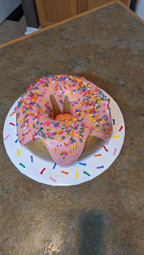 Small Donut Cake, Donut Smash Cake Girl, Half Birthday Cakes Girl, Sweet One Smash Cake, Sweet One First Birthday Cake, Sweet One Birthday Cake, Donut Smash Cake, Donut Cake Birthday, Pink Ganache