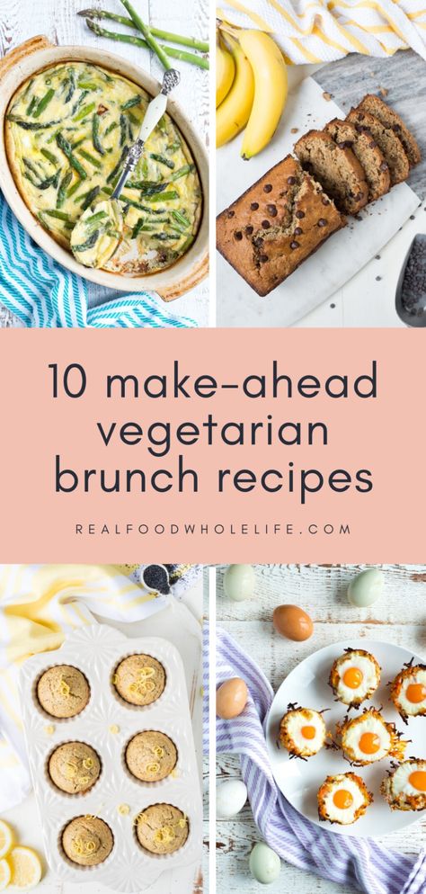 Vegetarian Easter Brunch Recipes, Vegetarian Breakfast Make Ahead, Gluten Free Vegetarian Brunch Recipes, Veggie Brunch Recipes, Meatless Brunch Ideas, Easy Vegetarian Brunch Ideas, Vegetarian Bridal Shower Food, Brunch Recipes Vegetarian, Make Ahead Breakfast Vegetarian