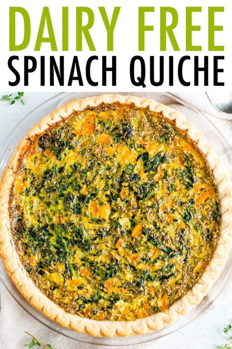 Dairy Free Spinach Quiche, Quiche No Cheese, Healthy Spinach Quiche, Quiche Dairy Free, Dairy Free Quiche Recipes, Healthy Quiche, Cooking Vegetarian, Eating Bird Food, Baked Carrots