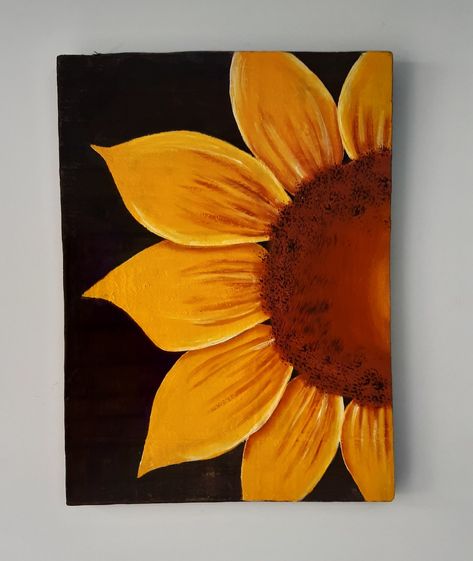 Easy Abstract Art Painting, Sunflower Painting Easy Simple, Sun Flower Painting Easy, Flower Canvas Painting Ideas, Sunflower Painting Acrylic Easy, Painting Ideas Sunflowers, Simple Sunflower Painting, Sunflower Painting Ideas, Easy Sunflower Painting