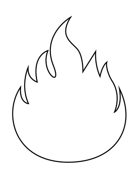 Fire Flame Coloring Pages Printable Flame Coloring Page, Fire Stencil, Fire Coloring Pages, Fire Template, Draw Flames, Flame Drawing, Fire Truck Craft, Fire Safety Theme, Fire Safety Preschool