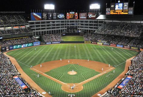 Visit every major league baseball stadium (and preferably see a game) Baseball Buckets, Major League Baseball Stadiums, Rangers Game, Texas Baseball, Mlb Stadiums, Texas Rangers Baseball, Baseball Park, Rangers Baseball, Sports Stadium