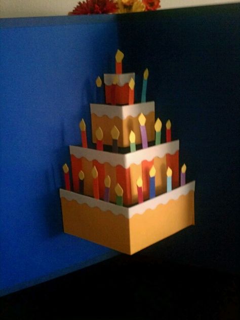 Popout Cards Diy Birthday, Birthday Cake Craft, Birthday Cake Card Ideas, Pop Up Bday Card, Birthday Cake Card Diy, Pop Up Birthday Cards, Diy Pop Up Cake Card, Birthday Card 3d Pop Up, Pop Up Cake Card