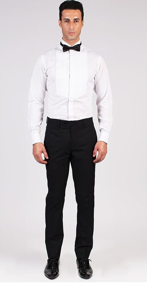 Tux Shirt, White Tux, Custom Dress Shirts, Tuxedo Shirt, White Shirt Men, Tuxedo Pants, Pleated Shirt, Tuxedo Shirts, Black Tuxedo