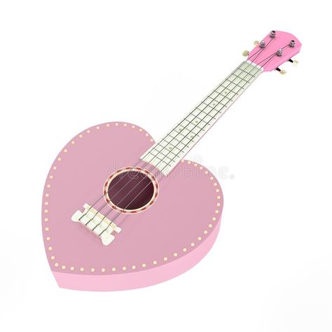 Ukulele Sweet Pink Heart Isolated Stock Illustration - Illustration of musician, heart: 100614809 Pink Ukulele, Heart Guitar, Insta Ideas, Background 3d, Disney Princess Art, Ukelele, Princess Art, 3d Render, Ukulele