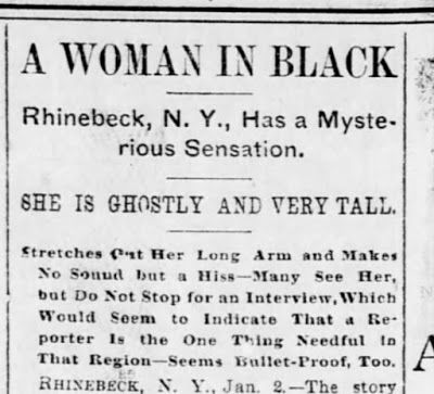 Strange Company: Newspaper Clipping of the Day The Woman In Black, Newspaper Clippings, Woman In Black, Headless Horseman, Florence Welch, Weird Creatures, Say More, Looking Up, First Night