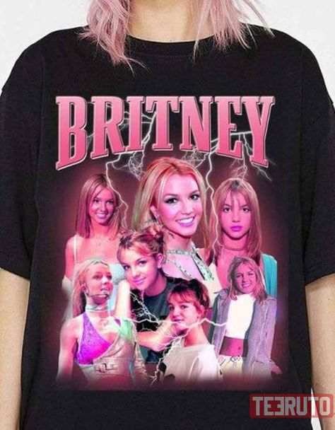 2000s T Shirt Design, 90s Bootleg Shirt, 90s Tshirt Design, 90s Tshirts, Britney Spears Shirt, Celebrity Shirts, Vintage Singer, 2000 Fashion, Early 2000s Fashion