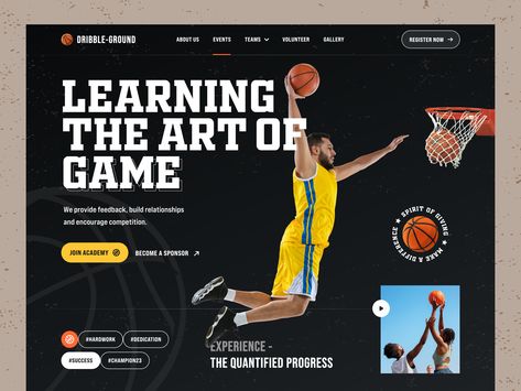 Basketball Training Academy website by Farzan Faruk Academy Website Design, Online Store Web Design, Store Web Design, Graphic Design Portfolio Layout, Training Academy, Basketball Training, Portfolio Layout, Landing Page Design, Graphic Design Portfolio