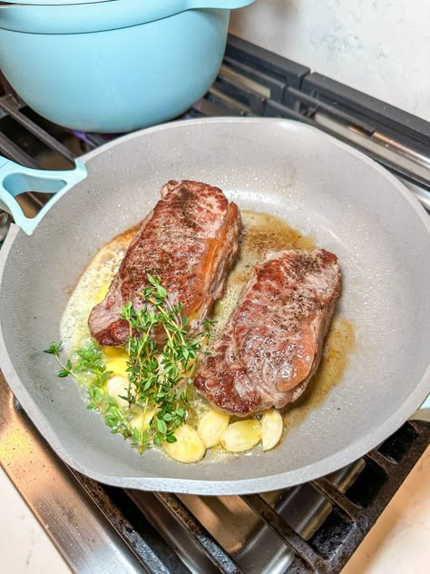 <br/>Pan Seared Steak: How to Cook the Perfect Stove-Top Steak<br/> — Jazz Leaf Frying Steaks In A Pan, Steak On Stovetop Without Cast Iron, Cooking New York Strip Steak In Pan, Pan Fried New York Strip Steak, Stove Top Steak How To Cook, Cooking A Steak On The Stove, Perfect Steak On Stove, Steak Recipes On Stove, How To Cook A Steak On The Stove