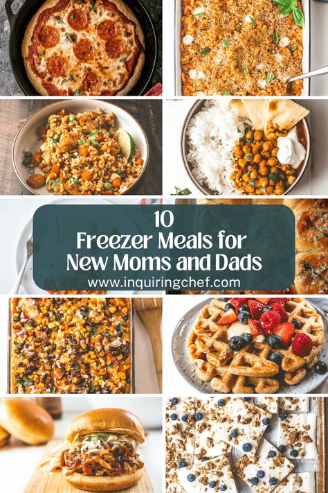 Freezer Meals for New Moms and Dads Frozen Shepards Pie Freezer Meals, Premade Frozen Dinners, Prepped Meals For New Moms, Freezable Meals For New Moms, Healthy Easy Freezer Meals, Make Ahead Meals For New Moms, Easy Freezer Meals Postpartum, Best Freezable Meals, Easy New Mom Meals