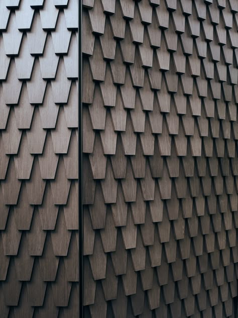 Vatican's Venice Biennale pavilion made using bespoke sustainable shingles by Alpi Wood Facade, Wood Shingles, Wood Architecture, Wood Cladding, Timber Cladding, Venice Biennale, Facade Architecture, Wall Cladding, Facade Design