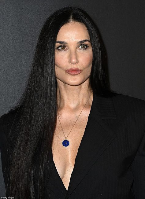 Demi Moore, 59, exhibits her smooth visage as she dons a plunging black blazer at Saint Laurent show | Daily Mail Online Demi Moore Short Hair, Demi Moore Now, Fendi Runway, Red Stiletto Heels, Gina Gershon, Roswell New Mexico, Haute Hair, New Mexico Usa, Smooth Face