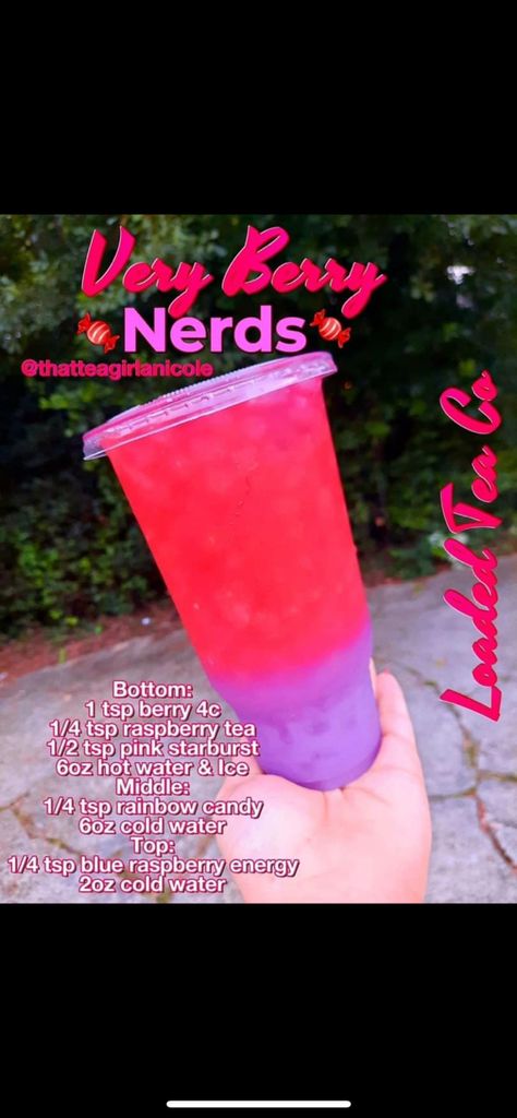 Candy Drinks Nonalcoholic, Fancy Juice, Lotus Drinks, Shake Ideas, Sonic Drinks, Coffee Flavors, Herbalife Shake Recipes, Loaded Teas, Pink Starburst