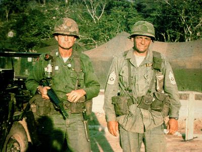 The real Colonel Hal Moore (left) and Sergeant Major Basil Plumley (right) of the 7th Cavalry at the Battle of the Ia Drang Valley. We Were Soldiers, Vietnam History, American Veterans, Military Heroes, American Soldiers, Vietnam Veterans, American Heroes, Military History, The Battle