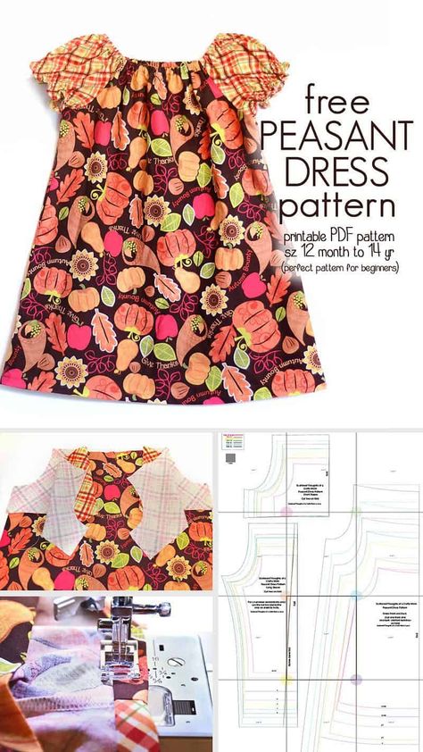 Peasant Dress Pattern Free, Peasant Dress Sewing Pattern, Peasant Dress Patterns, Girls Peasant Dress, Toddler Dress Patterns, Dresses By Pattern, Sewing Kids Clothes, Girl Dress Pattern, Dress Patterns Free