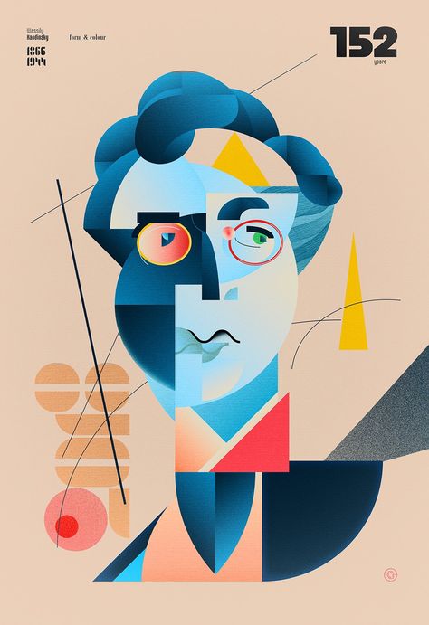 Bauhaus Art Paintings Wassily Kandinsky, Cubism Face, Bauhaus Illustration, Geometric Mask, Bauhaus Painting, Herbert Bayer, Geometric Portrait, Kandinsky Art, Abstract Portraits