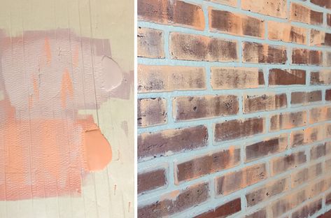 How to Paint a Faux Brick Wall | Gray House Studio Painted Faux Brick Wall, Cheap Paneling, Faux Brick Accent Wall, Brick Exteriors, Diy Faux Brick Wall, Faux Brick Wall, Painted Brick Exteriors, Brick Accent Wall, Brick Accent Walls